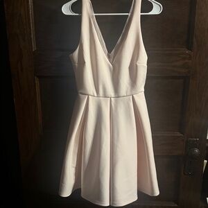 Alyce Paris Blush V-Neck Mini Dress, Size Small